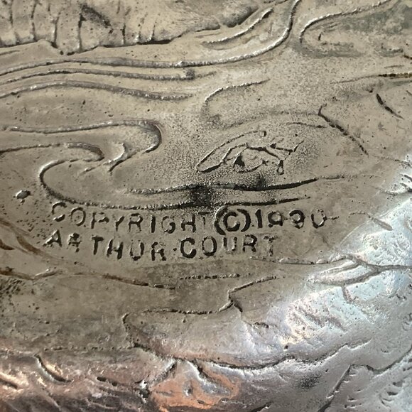 Aluminum Serving Bowl By Arthur Court Elegant Elephant Pattern Vintage 1990 - Picture 11 of 14